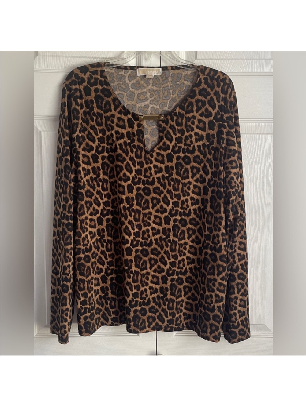 Michael Kors Women’s Long Sleeve Leopard Print Top Plus Size 2X